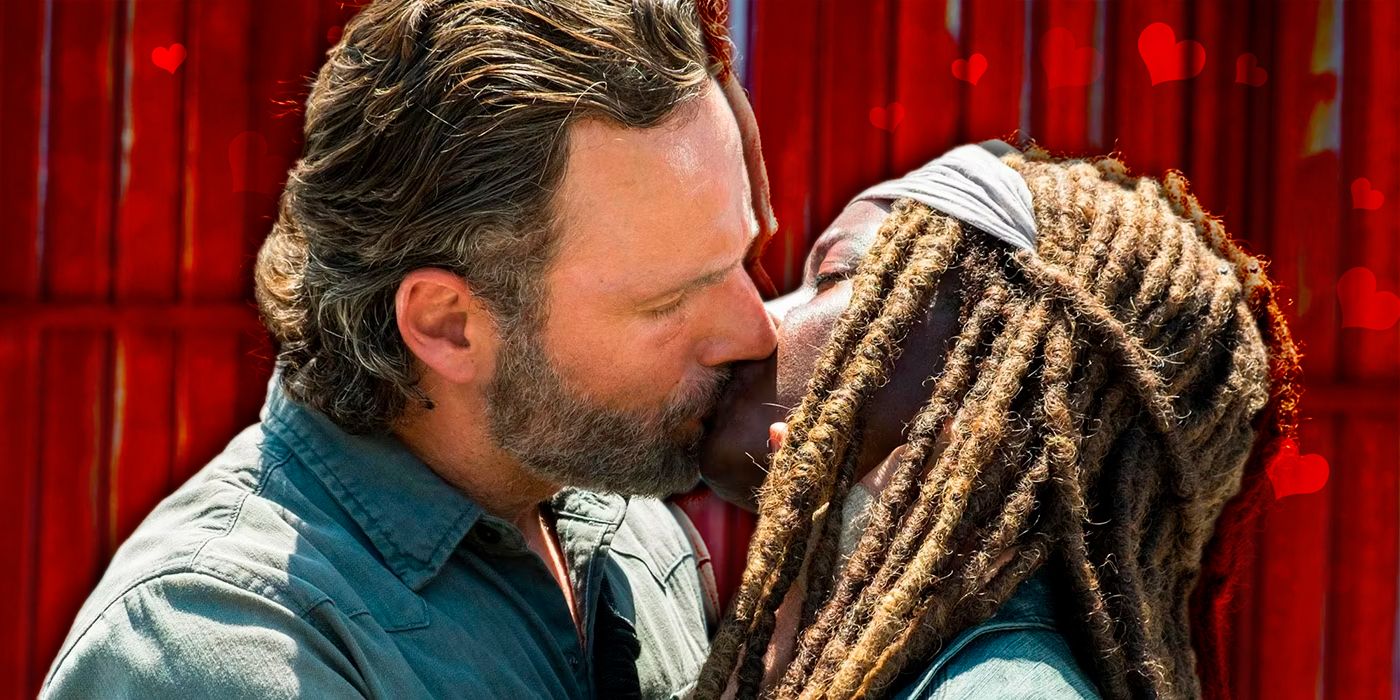 Rick Grimes and Michonne kissing on The Walking Dead