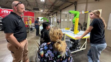 Students learning the basics at robotics camp