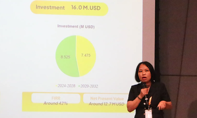 A representative of Babio sought US$16 million in investment at a meeting with investors on May 23, 2024. Photo courtesy of the Climate Finance Accelerator Vietnam