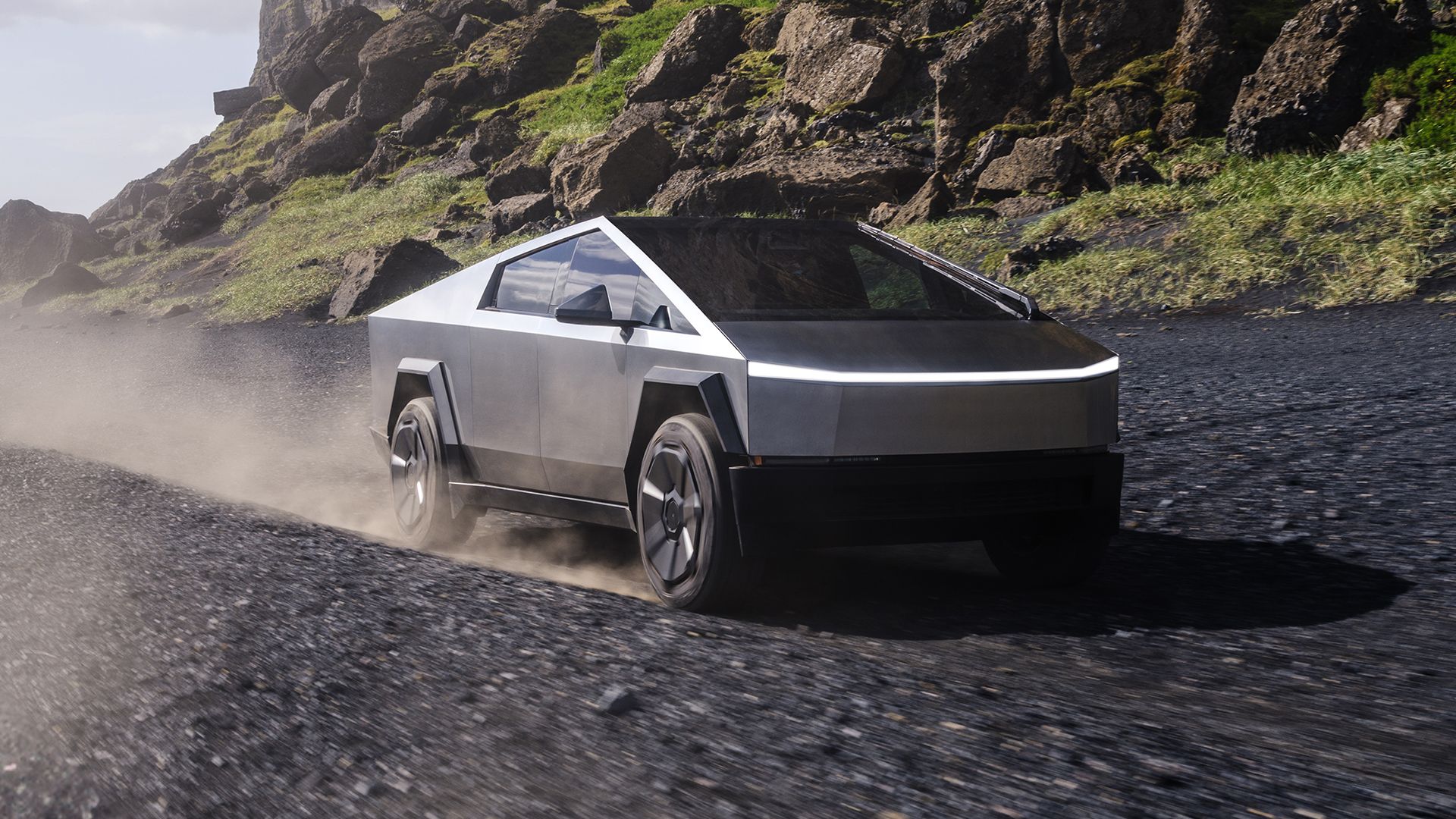 Tesla Cybertruck gravel road