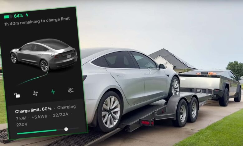 Tesla Cybertruck Owner Tries Towing A Model 3 While Charging It. Here’s What Happened Tesla Cybertruck Owner Tries Towing A Model 3 While Charging It. Here’s What Happened