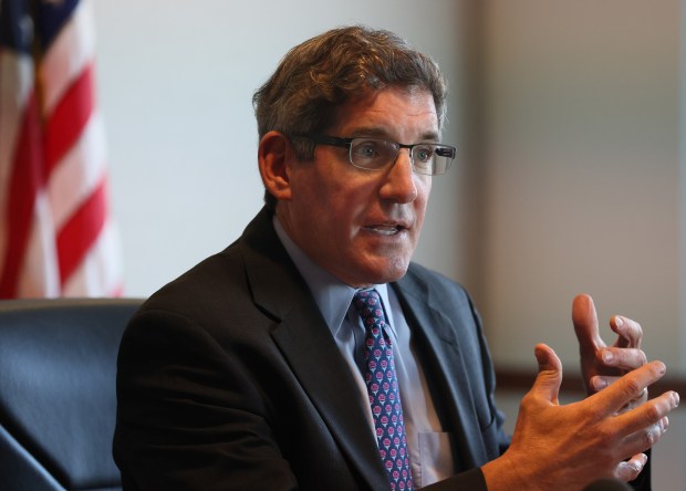 Boston, MA - Acting U.S. Attorney Joshua Levy speaks during a roundtable discussion with media at the federal courthouse. (Nancy Lane/Boston Herald)