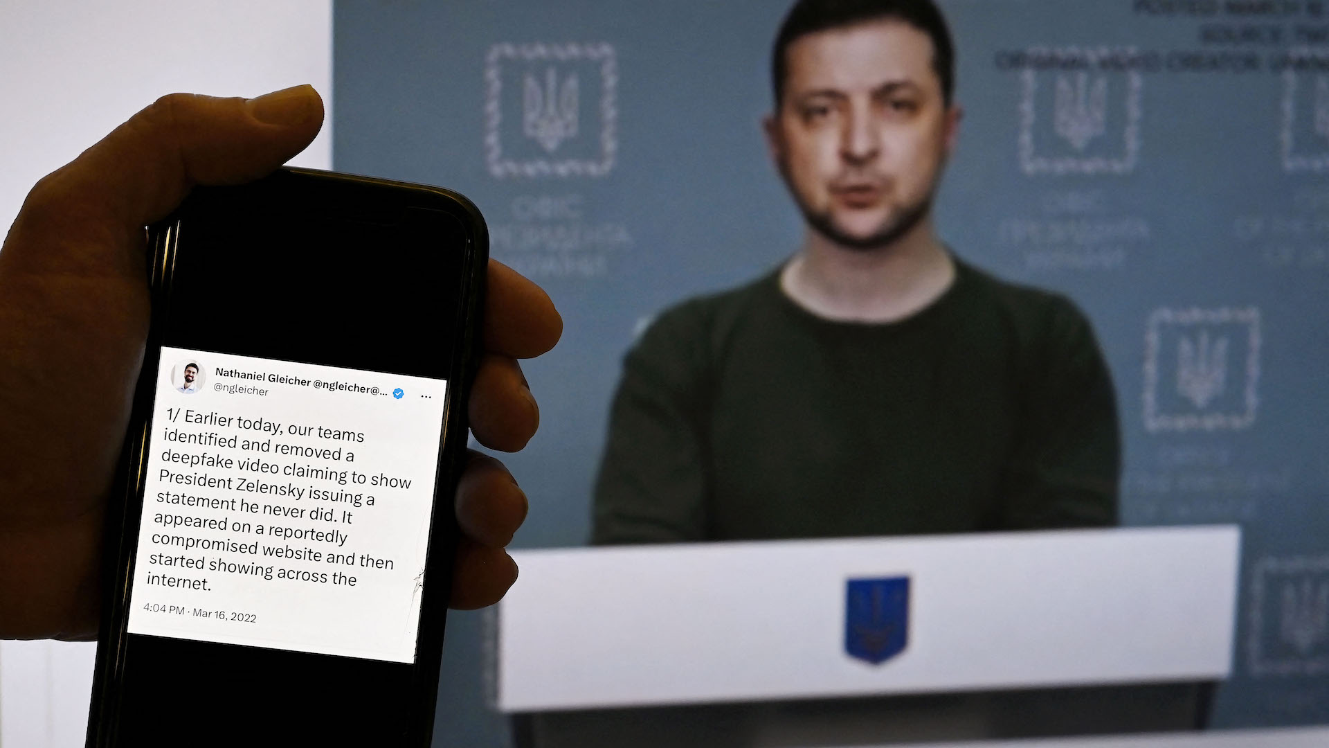 A deepfake image of Volodymyr Zelenskyy