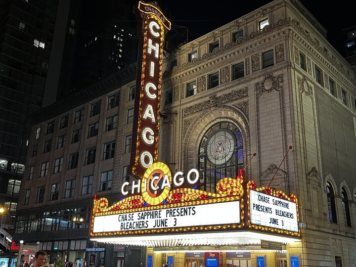 The Chicago Theater at night